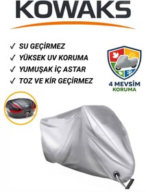 Resim KOWAKS RKS Easy Pro 50 Arka Çanta Uyumlu Motosiklet Brandası, Motor Brandası, Gri (Kilit Uyumlu) 