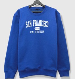 Resim YÜKSEL IŞIK Sweatshirt Saks Mavisi San Francısco Baskılı Bisiklet Yaka 