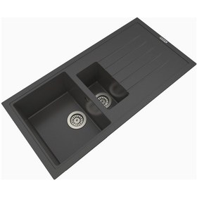 Resim Polex Cristalüx Granit Evye P-01 Antrasit 1.5 Gözlü Tezgah Altı Ve Tezgah Üstü Mutfak Evyesi 99x49.5 CM 