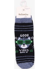 Resim Katamino Breeze Erkek Çocuk Soket Çorap Kedili Lacivert (1-2-7-8 Yaş) 