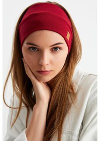 Resim Kadın %100 Pamuklu Termal, Kaymaz, Terletmez, Ultra Hafif, Spor Saç Bandı Bandana - Tek Ebat / Beyaz-bordo Beyaz-bordo 