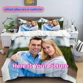 Resim 1 adet/3 adet Nefes Alabilen Kumaş Özel Fotoğraf Tasarımı Yatak Seti. Hafif Dokulu, Makine Yıkanabilir, Çoklu Boyutlar Mevcut. Fermuar Kapanışı, Dijital Baskı, Dolgu Olmadan 3 adet Nevresim Kılıfı ve Yastık Kılıfı Kombini, Yumuşak Polyester, Yatak Odası ve Misafir Odası Dekoru İçin Mükemmel, Tatil Hediyesi, Babalar Günü, Sevgililer Günü, Yılbaşı, Cadılar Bayramı, Çeşitli Stiller Mevcut 
