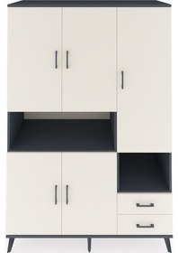 Resim Kronos Dolap 10 Raflı 2 Çekmeceli 5 Kapaklı 132x59x195 Antrasit-aytaşı/aytaşı Aytası/aytası 