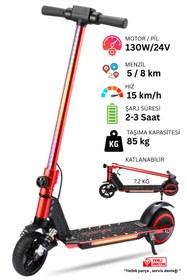Resim Sportaj Elektrikli Çocuk Scooter - Çift Frenli Katlanabilir - LED Işıklı - Ön Çift Süspansiyonlu 8+ 
