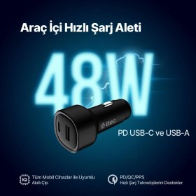 Resim Ttec Şarj Akım Korumalı 48W Usb-C+Usb Girişli Araç Çakmaklık Şarjı Tüm Araçlarla Uyumlu Araç Şarj Başlık 