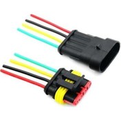 Resim Kablolu 4 Pin Su Geçirmez Konnektör Takımı - 5 Adet 