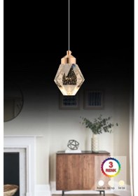 Resim İstanbul Avize Kabarcıklı Liya Tekli Gold 3 Renk Ledli Modern Led Avize Gold 