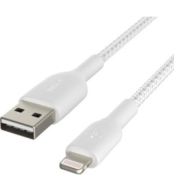 Resim Belkin Örgülü Apple Lightning Hızlı Şarj ve Data Kablosu Beyaz 1 Metre CAA002BT1MWH 