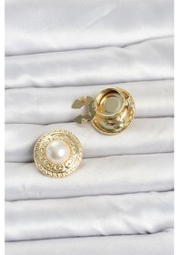 Resim Gold Renk İncili Model Düğme Veya Manşet Broşu - Ebj260516w42334 Altın - Gümüş 