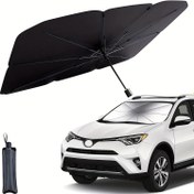 Resim 1 adet Premium Katlanabilir Otomatik Güneşlik Şemsiyesi, Çelik Malzeme, UV Koruma, saç tokası ve Döngü Kapanışı, Isı Engelleme Ön Cam Kapağı Araçlar için, Isı Engelleme Şemsiyesi | Şık Araba Aksesuarı | Dayanıklı Çelik Şemsiye 