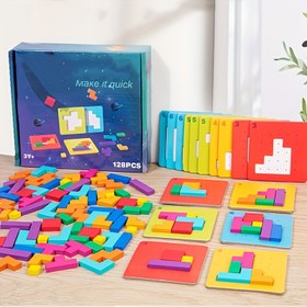 Resim 108 adet yapı bloğu + 20 kart 3D yapı blokları bulmaca düşünme bulmacası iki kişi için etkileşimli savaş yapı blokları ahşap oyuncaklar odaklanmayı artırır Noel hediyesi doğum günü hediyesi 