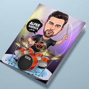 Resim Baterist Erkek Karikatürlü Tebrik Kartı 