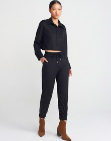 Resim Dilvin 71594 Manşetli Jogger Süet Pantolon Siyah 