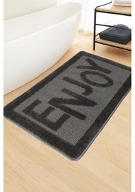 Resim Doğal Kaymaz Taban Banyo Paspas Uzun Ömürlü Yumuşak Dokulu Su Emici Yıkanabilir Enjoy 60x100 Antrasit 