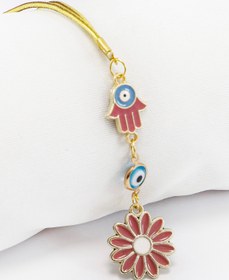 Resim biuti Gül Kurusu Hamse Nazarlı Çiçek Aksesuarlı Araba Dikiz Ayna Süsü, Araba Hediyesi 