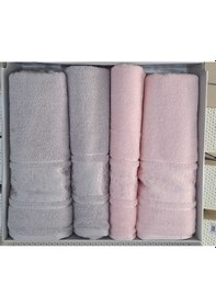 Resim Camellıa Best Set Gri Pembe Hamam Seti 2 Havlu+2 Plaj Havlusu Gri - Pembe 