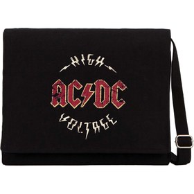 Resim Ac Dc Vintage Siyah Kanvas Postacı Çantası - Siyah 