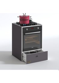 Resim Kenzlife Ankastre Modülü Kabini Lityum Gri Fırın Ocak Dolabı Çekmeceli 