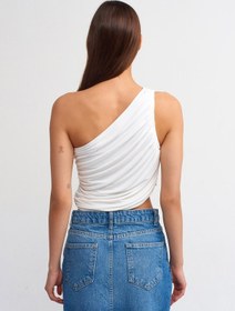 Resim Dilvin Asimetrik Drapeli Top Ekru 