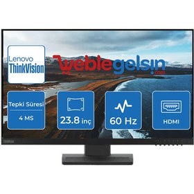 Resim 23.8 LENOVO ThinkVision E24-28 62B6MAR3WL FHD IPS HDMI VGA DP 