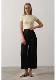 Resim Leyla Sanat Sanata Yeni Bir Bakış Açısı Kemer Pens Detaylı Pantolon - Siyah Siyah 