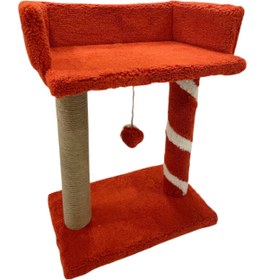 Resim Genel Markalar Peluş Dokulu Yumuşacık 2 Katlı Yataklı-oyun Alanlı Kedi Tırmalama Tahtası 55cm | Soft Renkler 