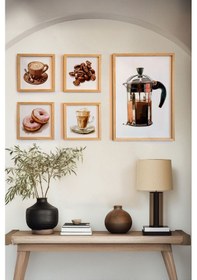 Resim Huhuli Ahşap Çerçeveli 5 Parça Set Tablo Huhu456 