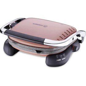 Resim Korkmaz Castron Mocha-Krom Tost Makinesi 600 W Döküm Plaka Modern Tasarım 