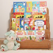 Resim ATA HOME Montessori Ana Sınıfı Kreş Okul Çocuk Odası Kitaplığı Ahşap Kumaş Kitaplık Yıkanabilir Kumaş Gri 
