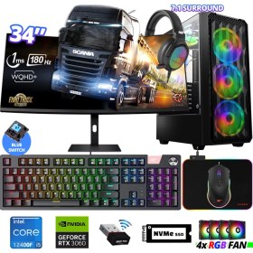 Resim Xaser Delux X98 I5 12400F 32GB Ram 512GB M.2 Nvme SSD 12GB RTX3060 34" 180Hz Curved Oyuncu Bilgisayarı 