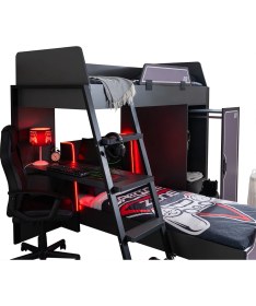 Resim Setay Oyuncu Odası, Gamer Ranza Ledli Karyola Masa Dolap + 2 Adet Comfort Yatak 