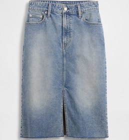 Resim Mavi High Rise Denim Midi Kalem Etek - Mavi / 25 