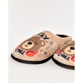 Resim ZİPPO-K- Ayı Figürlü Krem Erkek Ev Terliği 