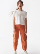 Resim Kız Çocuk Kargo Cepli Pantolon-13837-tarçın Tarçın 