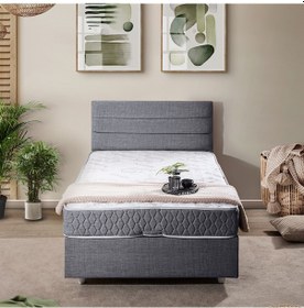 Resim Sofia Tek Kişilik Baza Başlık Comfort Yatak Seti Gri 120 x 200 