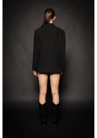 Resim Kadın Siyah Basene Oturan Oversize Blazer Siyah 