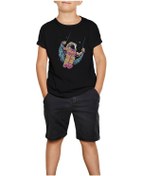 Resim Sallanan Astranot Siyah Çocuk Tişört Siyah 