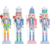 Resim Suntek 4 Adet Ahşap Fındıkkıran Figürlü Yılbaşı Ağacı Yükseklik 18cm 