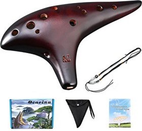 Resim Valkyrie 12 Delik Seramik Flüt Alto Ocarina Sualtı Müzik Enstrüman Müzik Lover Stil Acemi Enstrüman 