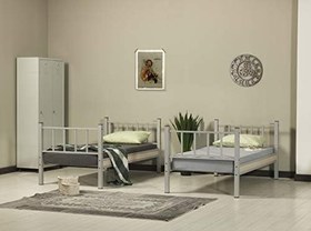 Resim ARGİMO Ranza Yurt Genç Çocuk Yatak Odası Metal Ahşap Ranza (90 x 200) 