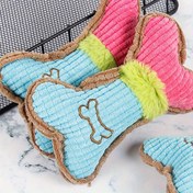 Resim Etkileşimli Squeaky Kemik Şeklinde Peluş Köpek Oyuncağı - Orta Irklar İçin Dayanıklı Çiğneme ve Diş Kaşıma Oyuncağı 