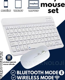 Resim Lussoaksesuar Kingboss K-03 Mini Kablosuz Wireless Klavye Mouse Seti 2.4 Ghz Beyaz 