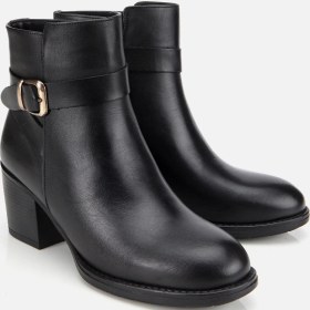 Resim Hotiç Kadın Deri Siyah Tokalı Bilekte Topuklu Bot 01boh314570a100 01boh314570a100 Siyah 