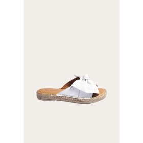 Resim Bueno Shoes Beyaz Deri Kadın Düz Terlik 