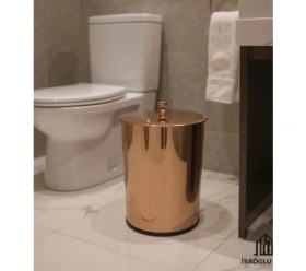 Resim İsaoğlu Yapı Bronz Çöp Kovası Banyo Mutfak Uyumlu Bakır Kova Klasik Vintage Model Metal 