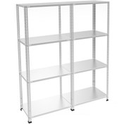 Resim RafBurada 4 Katlı Duble Galvaniz Çelik Raf - Depo, Arşiv, Kiler, Dosya, Market Rafı 31x93 Cm-150 Cm-1.00 Mm 