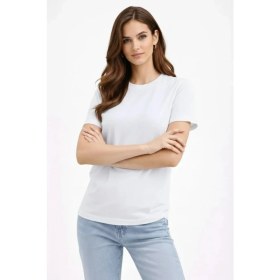 Resim Marsilyan- Bisiklet Yaka Tişört Regular Kalıp Basic Pamuklu Günlük Kullanım T-Shirt - Beyaz 