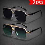 Resim 2 adet Unisex Moda Kare Çerçeve Gözlük - Hafif Retro Tarz, Siyah ve Altın Detaylar, Polikarbon Çerçeve ve Lens, Günlük Kullanım ve Rahat Tarz Aksesuarlar, Moda Gözlükler, Çok Yönlü Gözlükler, Zarif Gözlükler, Dayanıklı Gözlükler 