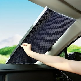 Resim 1 adet Otomatik Geri Çekilebilir Katlanabilir Güneşlik - UV Dirençli, Isı Yalıtımlı, Alüminyum Malzeme, Kolay Yapıştır Kurulum, Ön Cam için Karartma Perdesi, Araba Güneşlik Rüzgarlık Katlanabilir, Kolay Kurulum Pencere Gölgesi | Modern Araba Aksesuarı | Dayanıklı Pencere Tedavisi, Araba Güneşlikleri 