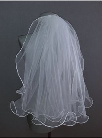 Resim Suzanna Moda 50 Cm Boy 3 Mt Eni Tek Kat Uçları Şerit Bukleli Dalgalı Taraklı Hayal Tül Gelin Duvağı Kırık Beyaz 